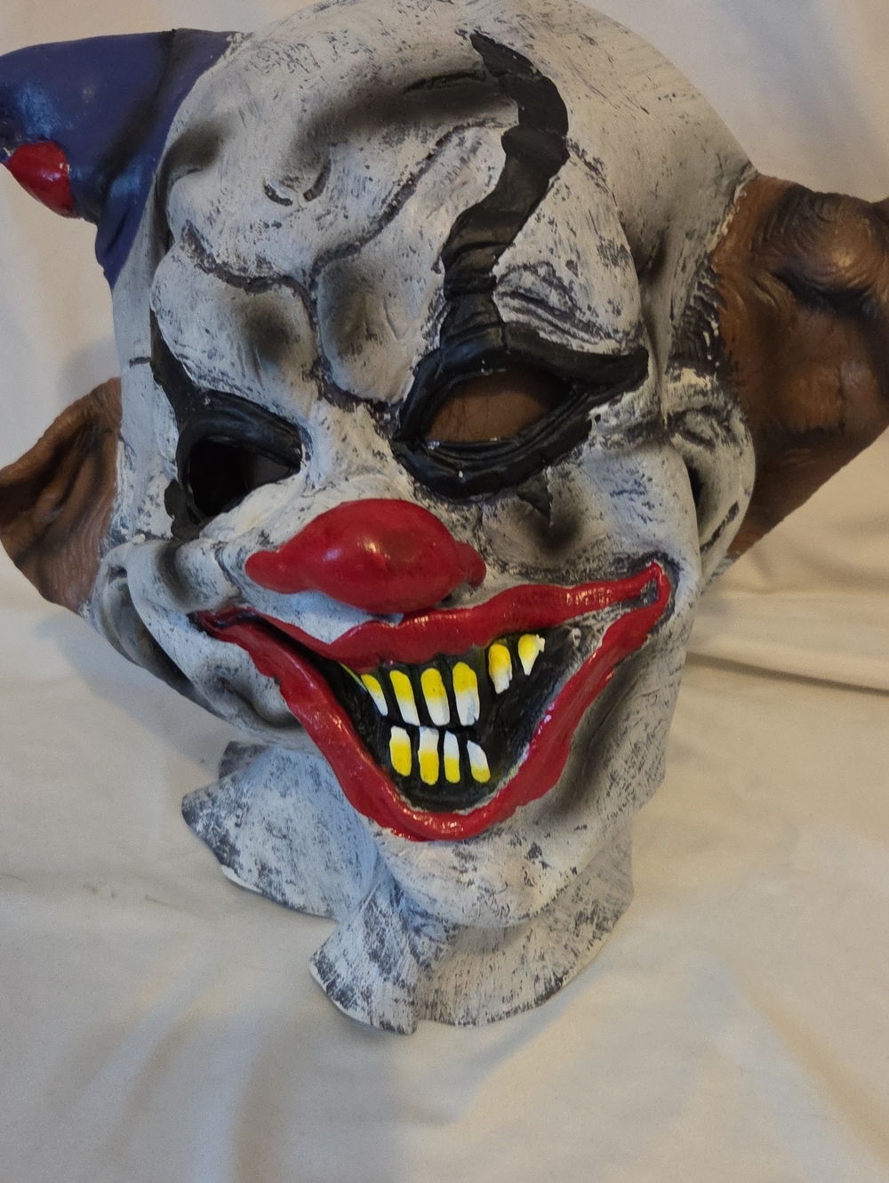 Horror Clown Sculpted Wall Costume White and Red Decorative Mask
